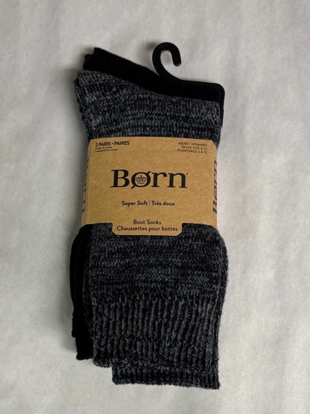 New Born Socks 2 Pair Men’s Black Super Soft Boot Socks Casual Activewear